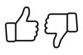 Thumb up and thumb down icon. Up and down line index finger sign - vector Royalty Free Stock Photo