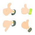 Thumb up, down icon set, cartoon style Royalty Free Stock Photo