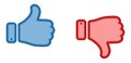 Thumb up and down icons. Vector illustration. Like and dislike symbols Royalty Free Stock Photo