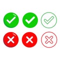 Thumb up and down red and green icons. Vector illustration. I like and dislike round buttons in flat design