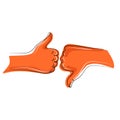 Thumb up and down symbol of recommended and not recommended icon.Like and dislike sign hand gesture vector illustration Royalty Free Stock Photo
