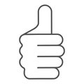 Thumb up gesture thin line icon. Like vector illustration isolated on white. Ok hand gesture outline style design Royalty Free Stock Photo