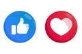 Thumb up and heart icon. Vector like and love icon. Ready like and love button for website and mobile app Royalty Free Stock Photo