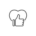 Thumb up and heart icon. Vector like and love icon. Ready like and love button for website and mobile app. eps 10 Royalty Free Stock Photo