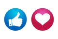 Thumb up and heart icon. Vector like and love icon. Ready like and love button for website and mobile app Royalty Free Stock Photo