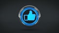 Thumb up, i like it glossy icon. 3d rendering