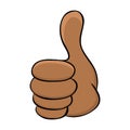 Thumb up icon with dark skin african or afro american human hand. Cartoon symbol of OK expression or LIKE - social media reaction