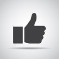 Thumb up icon with shadow on a gray background. Vector illustration Royalty Free Stock Photo