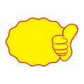 Thumb up with label icon on white background