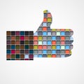 Thumb up - Like made of colorful blocks Royalty Free Stock Photo