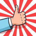 Thumb up Like sign. Super - hand gesture Royalty Free Stock Photo