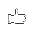 Thumb up line icon, outline vector sign Royalty Free Stock Photo