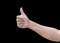 Thumb up of man`s  hand isolated on white background with clipping path for like, approval and agreement Royalty Free Stock Photo