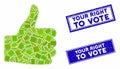 Thumb Up Mosaic and Grunge Rectangle Your Right to Vote Seals