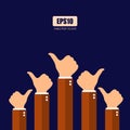 Thumb up raised hands vector poster