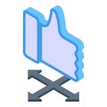 Thumb up repost icon, isometric style