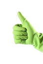 Thumb up in rubber glove