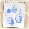 Thumb up set paper note, vector illustration Royalty Free Stock Photo