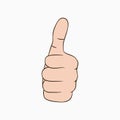 Thumb up sign. Cool, like, good, nice, bravo - hand gesture with finger up. Vector.