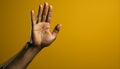 Thumb up, success sign, yellow background, , unrecognizable person generated by AI