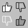 Thumb up and thumb down. Like icons. Thumbs up, isolated. Vector illustration Royalty Free Stock Photo