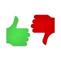 Thumb up, thumb down signs. Yes and no symbols. Hands voting pros and cons. Royalty Free Stock Photo
