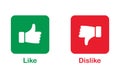 Thumb Up, Thumb Down Silhouette Icon Set. Like and Dislike Pictogram Collection. Good and Bad Gesture Button Red and Royalty Free Stock Photo