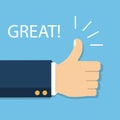 Thumb Up vector icon. Isolated on a background. Like symbol. Royalty Free Stock Photo