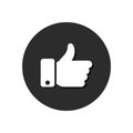 Thumb up vector like illustation isolated on round