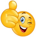 Thumb up winking emoticon Royalty Free Stock Photo