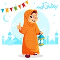 Thumb Up Young Muslim Girl Celebrating Ramadan