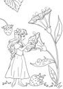 Thumbelina coloring page illustration Royalty Free Stock Photo