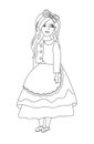 Thumbelina girl coloring for children.vector illustration black and white