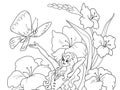 Coloring page Thumbelina sitting on a flower