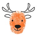 Thumbprint drawing of deer animal portrait vector