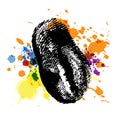 Thumbprint on ink splatter