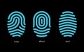 Thumbprint types on black background.