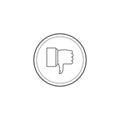 Thumbs down dislike hate or thumbs down dislike for social networks line art icon for apps and websites.