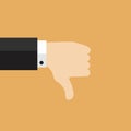 Thumbs down hand sign in flat style Royalty Free Stock Photo