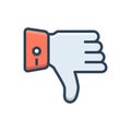 Color illustration icon for Thumbs down, dislike and bad