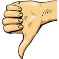 Thumbs down icon vector dislike hand cartoon