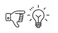 Thumbs Down Idea Lightbulb Icon Vector for Disapproval and Failure, vector design Generative AI Royalty Free Stock Photo