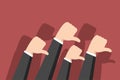 Thumbs-down on red background in flat style. Negative feedback concept Royalty Free Stock Photo