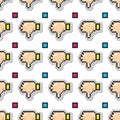 Thumbs down vector seamless pattern. Negative feedback from customers.