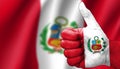 thumbs up in approval with the peruvian flag painted