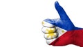 thumbs up in approval with the Philippin flag painted, Royalty Free Stock Photo