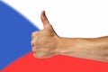 Thumbs up on a background of a flag of Czech Republic