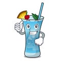 Thumbs up blue hawaii character cartoon Royalty Free Stock Photo