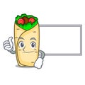 Thumbs up with board burrito character cartoon style Royalty Free Stock Photo