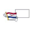 Thumbs up with board cartoon flag paraguay in with mascot